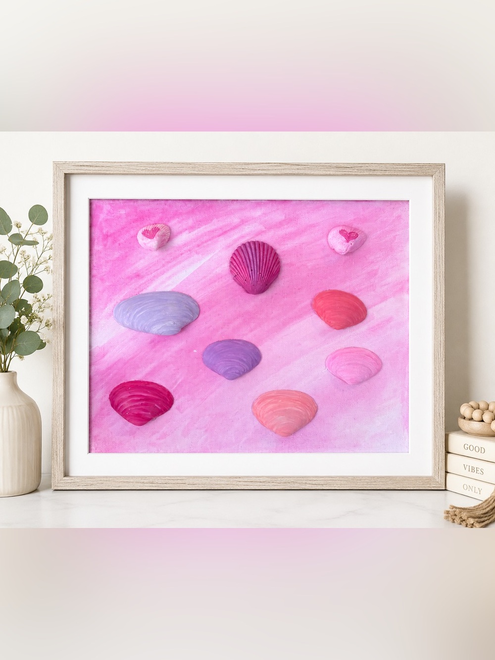 Pink Seashell Wall Art Canvas